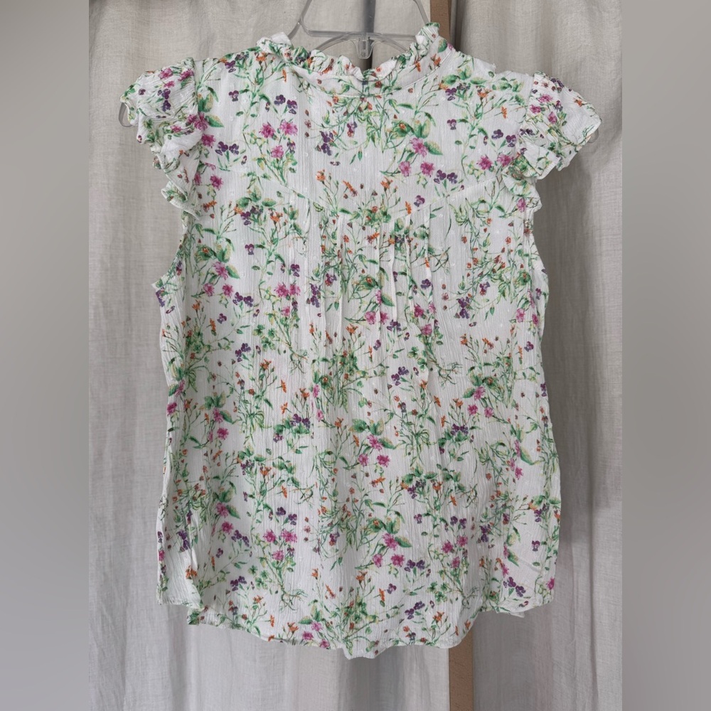 Rose & Olive Pink and Green Flutter Sleeve Blouse